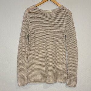 Lord & Taylor linen/cotton 58/42 woven knit sweater light beige M
